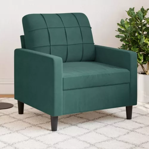 Sötétzöld bársony kanapéfotel 60 cm