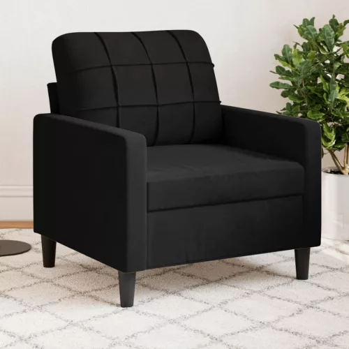Fekete bársony kanapéfotel 60 cm