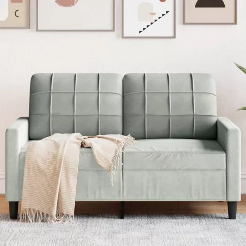 Kétszemélyes világosszürke bársony kanapé 120 cm