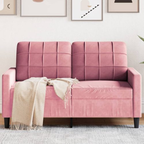 kétszemélyes rózsaszín bársony kanapé 120 cm