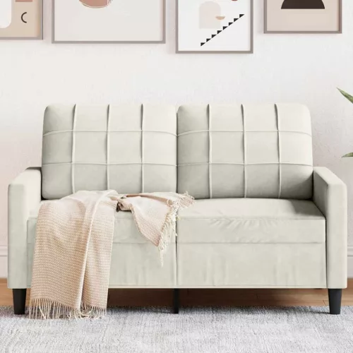 Kétszemélyes krémszínű bársony kanapé 120 cm