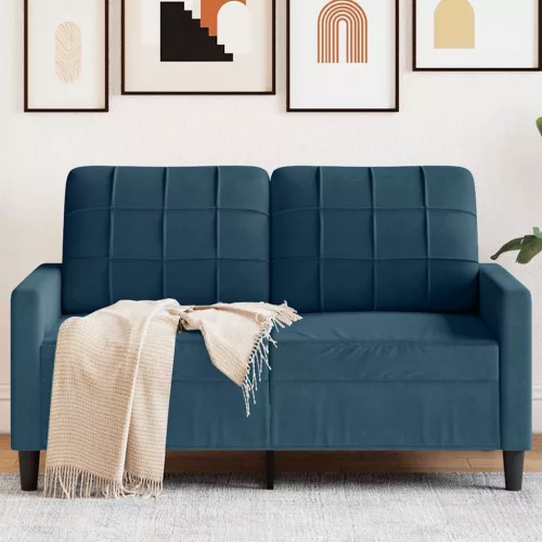 Kétszemélyes kék bársony kanapé 120 cm