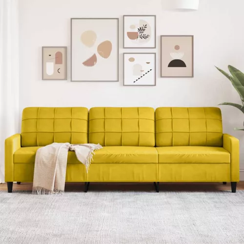 3 személyes sárga bársony kanapé 210 cm