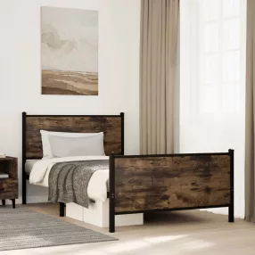   vidaXL füstös tölgy színű fém ágykeret matrac nélkül 100 x 200 cm