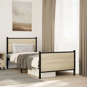   vidaXL sonoma tölgy színű fém ágykeret matrac nélkül 90 x 200 cm