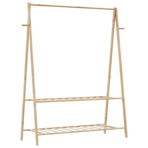 bambusz ruhaállvány polcokkal 132 x 45,5 x 150,5 cm