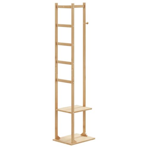 kabátállvány kampókkal és polcokkal 38,5x30x156 cm bambusz