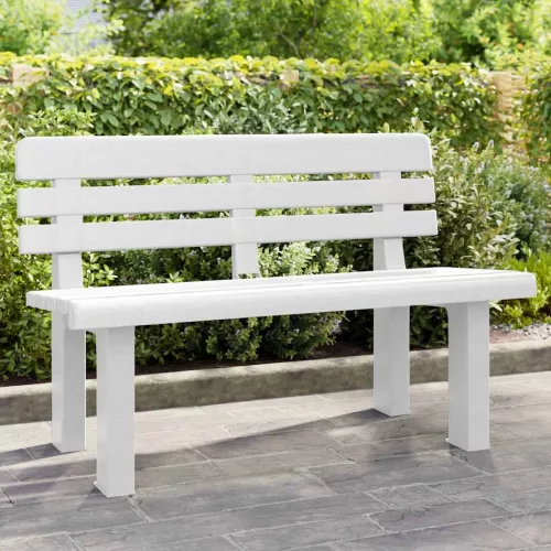 Fehér polipropilén kerti pad 110 x 52 x 71 cm