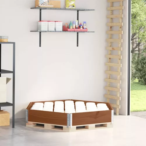 vidaXL barna tömör fenyőfa hatszögű magaságyás 160 x 160 cm