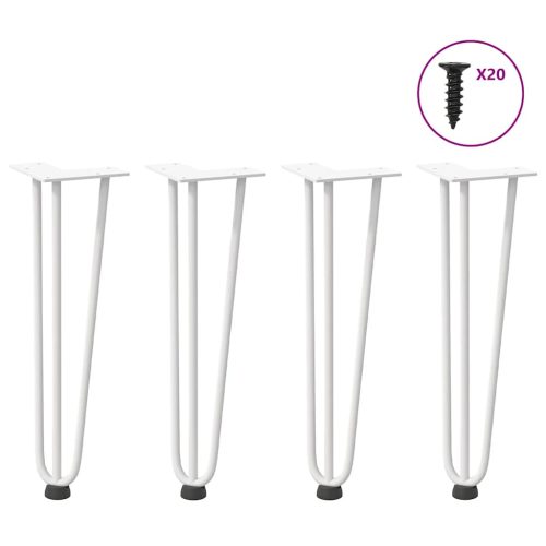 4 db fehér, tömör acél hajtűláb dohányzóasztalhoz 42 cm