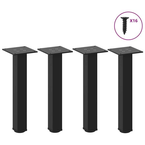 4 db fekete acél dohányzóasztal láb 42-44 cm