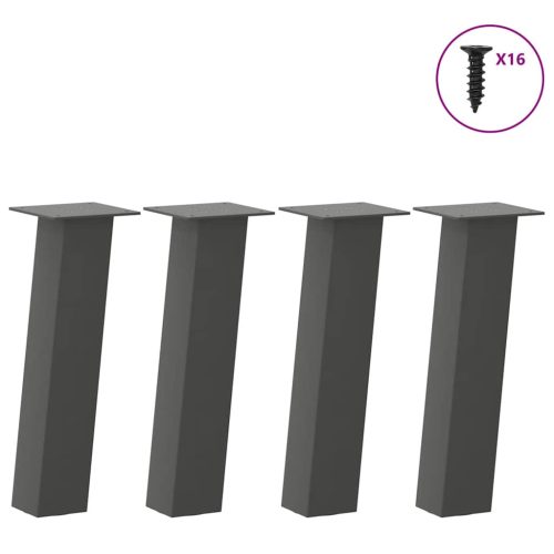 4 db antracitszürke acél dohányzóasztal láb 30 cm