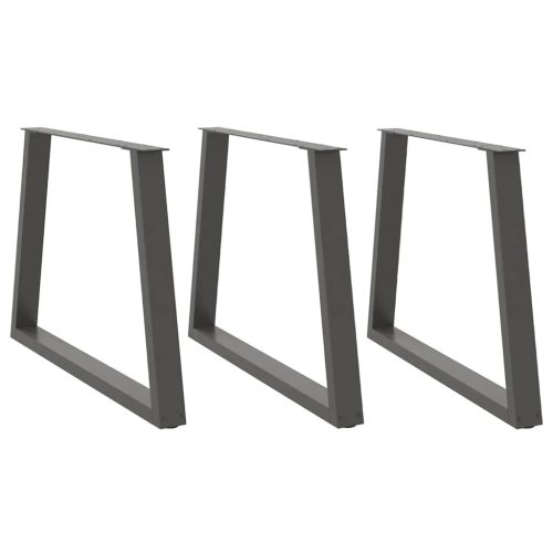 3 db antracitszürke étkezőasztal láb V-alakú 100 x (72-73,3) cm acél étkezőasztal láb