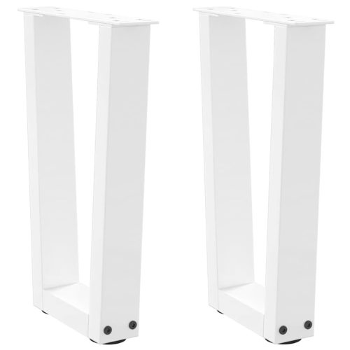 2 db fehér, V-alakú acél dohányzóasztal láb 38x(42-43,3) cm