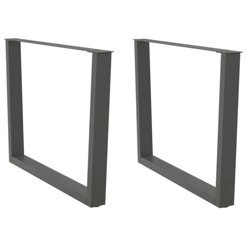 2 db antracitszürke étkezőasztal V-alakú láb 100 x (72-73,3) cm acél étkezőasztal láb