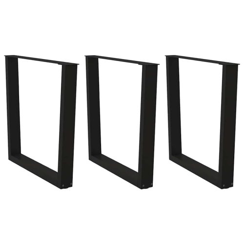 3 db fekete, V-alakú acél étkezőasztal láb 90 x (72-73,3) cm