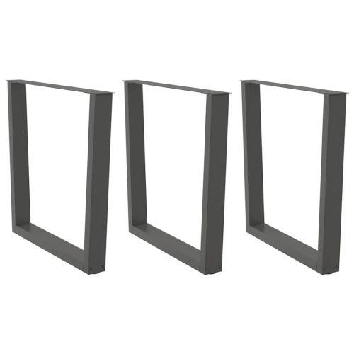 3 db antracitszürke, V-alakú acél étkezőasztalláb 90 x (72-73,3) cm
