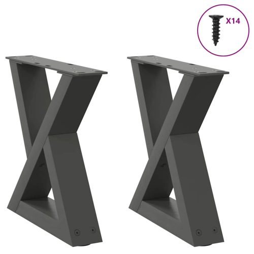 2 db antracitszürke acél dohányzóasztal láb 30x(30-31,3) cm