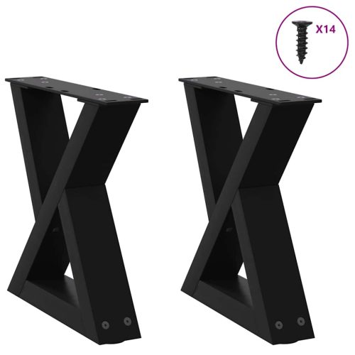2 db fekete acél dohányzóasztal láb 40 x (30-31,3) cm