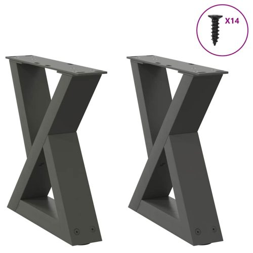 2 db antracitszürke acél dohányzóasztal láb 40 x (30-31,3) cm
