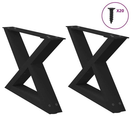 2 db fekete acél dohányzóasztal láb 50 x (30-31,3) cm