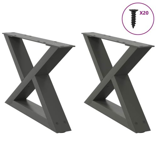 2 db antracitszürke acél dohányzóasztal láb 50 x (30-31,3) cm