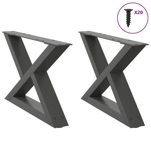 2 db antracitszürke acél dohányzóasztal láb 60 x (30-31,3) cm