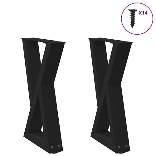 2 db fekete acél dohányzóasztal láb 28 x (42-43,3) cm