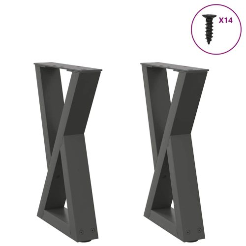 2 db antracitszürke acél dohányzóasztal láb 28 x (42-43,3) cm