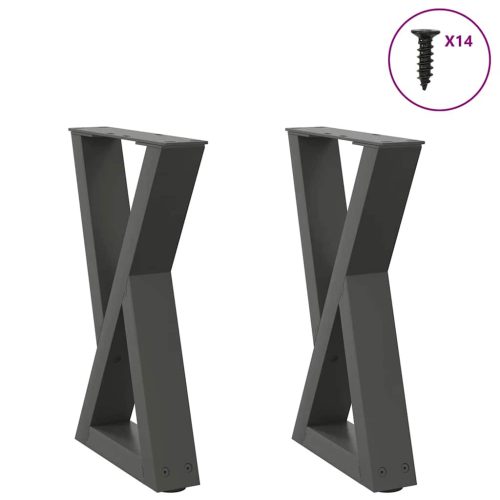 2 db antracitszürke acél dohányzóasztal láb 38x(42-43,3) cm