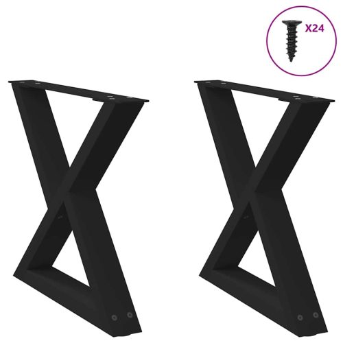 2 db fekete acél dohányzóasztal láb 60 x (42-43,3) cm