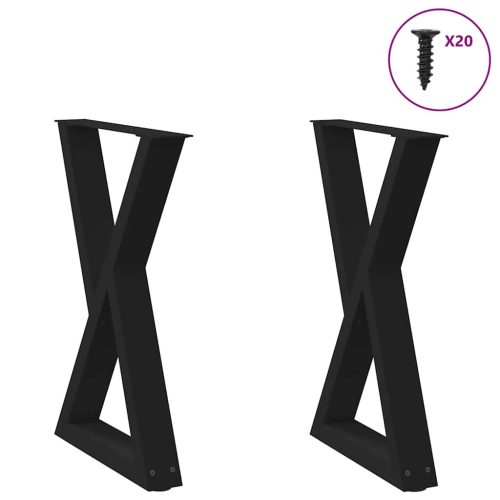 2 db fekete acél étkezőasztal láb 50 x (72-73,3) cm