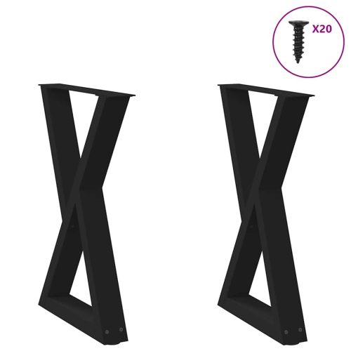 2 db fekete acél étkezőasztal láb 60 x (72-73,3) cm