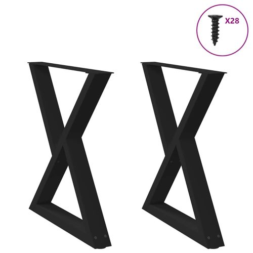 2 db fekete acél étkezőasztal láb 80 x (72-73,3) cm