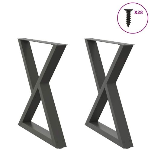 2 db antracitszürke acél étkezőasztalláb 80x(72-73,3) cm