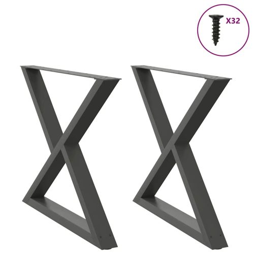 2 db antracitszürke acél étkezőasztalláb 90 x (72-73,3) cm