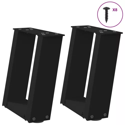 2 db U alakú fekete acél dohányzóasztal láb 30x(30-31) cm