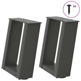   2 db antracitszürke, U alakú acél dohányzóasztal láb 30x(30-31) cm