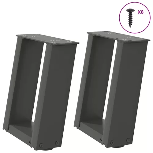 2 db antracitszürke, U alakú acél dohányzóasztal láb 30x(30-31) cm