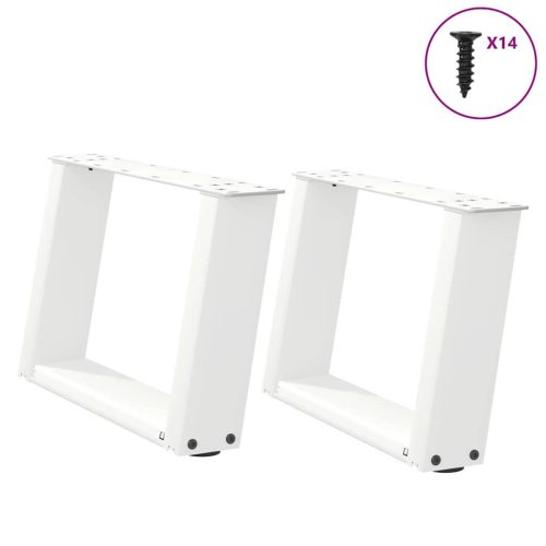 2 db U alakú dohányzóasztal láb fehér 40 x (30-31) cm acél