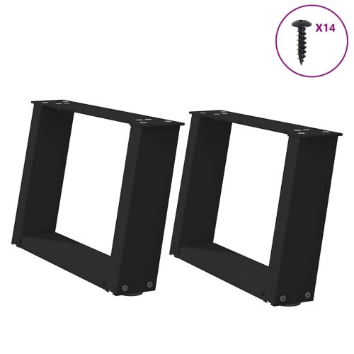 2 db fekete, U alakú acél dohányzóasztal láb 50 x (30-31) cm