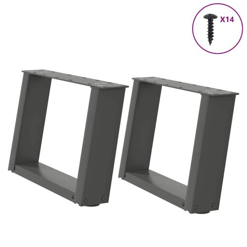 2 db antracitszürke U-alakú acél dohányzóasztal láb 50x(30-31) cm