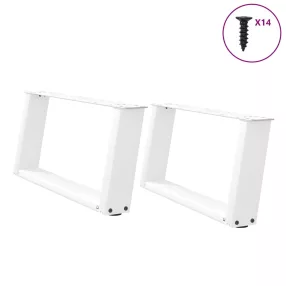   2 db U alakú dohányzóasztal láb fehér 60 x (30-31) cm acél