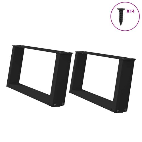 2 db U alakú dohányzóasztal láb fekete 70 x (30-31) cm acél dohányzóasztal láb