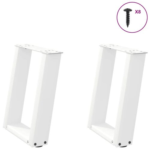 2 db U alakú dohányzóasztal láb fehér 28 x (42-43) cm acél dohányzóasztal láb
