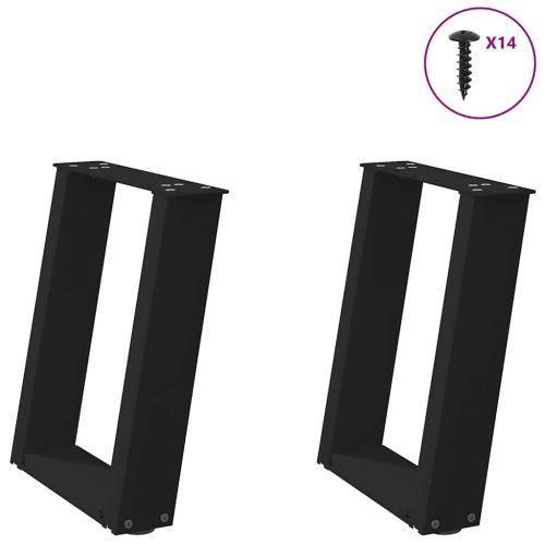 2 db fekete, U alakú acél dohányzóasztal láb 38x(42-43) cm