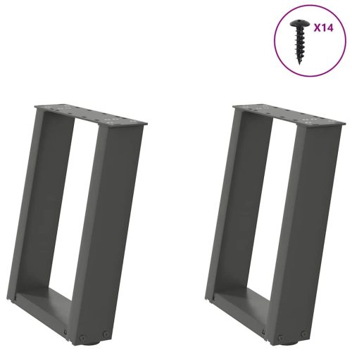 2 db antracitszürke U-alakú acél dohányzóasztal láb 38x(42-43) cm