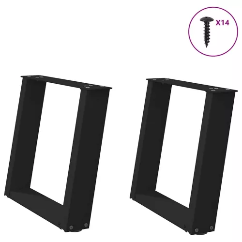 2 db U alakú dohányzóasztal láb fekete 50 x (42-43) cm acél dohányzóasztal láb