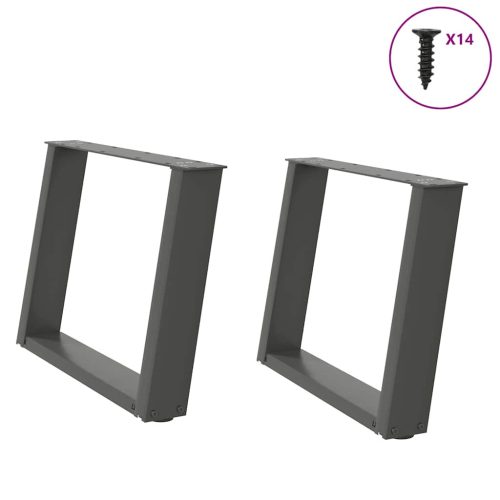 2 db antracitszürke, U alakú acél dohányzóasztal láb 60 x (42-43) cm