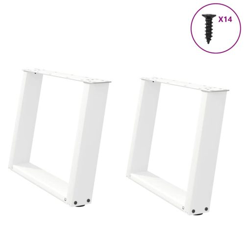 2 db U alakú dohányzóasztal láb fehér 70 x (42-43) cm acél